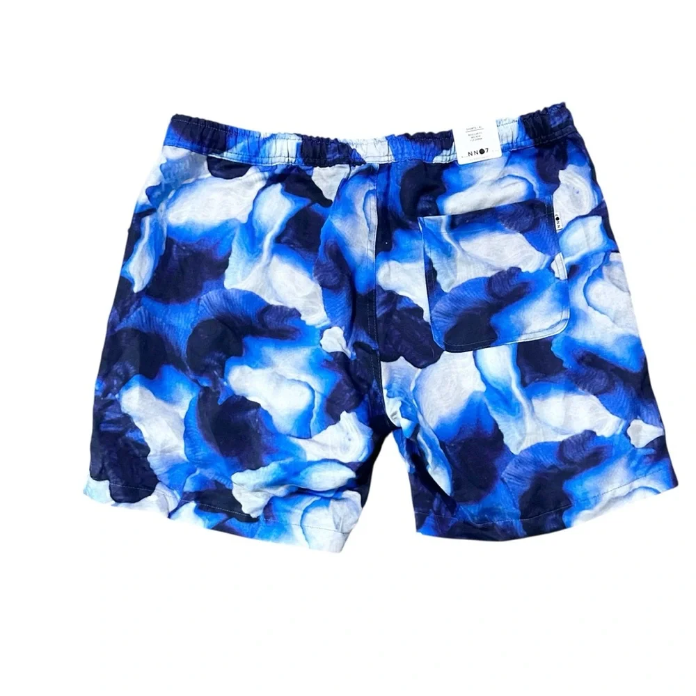 NN07 Men's Gregor Printed Lyocell-Blend Drawstring Shorts in Blue Size XL